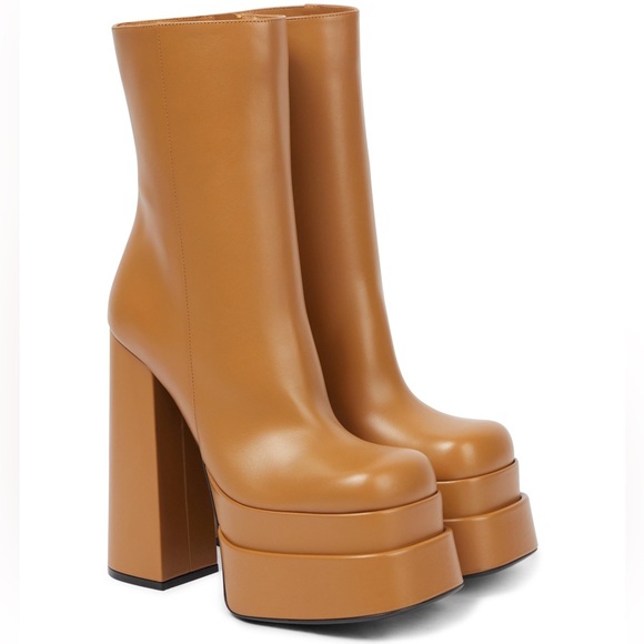 Versace Tan Platform Boots - Picture 1 of 12